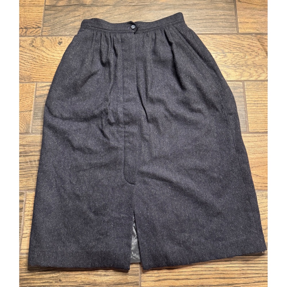 Liz Claiborne‎ Womens Skirt Size 8 Gray Wool Blend Pleated Midi Vintage 80s
